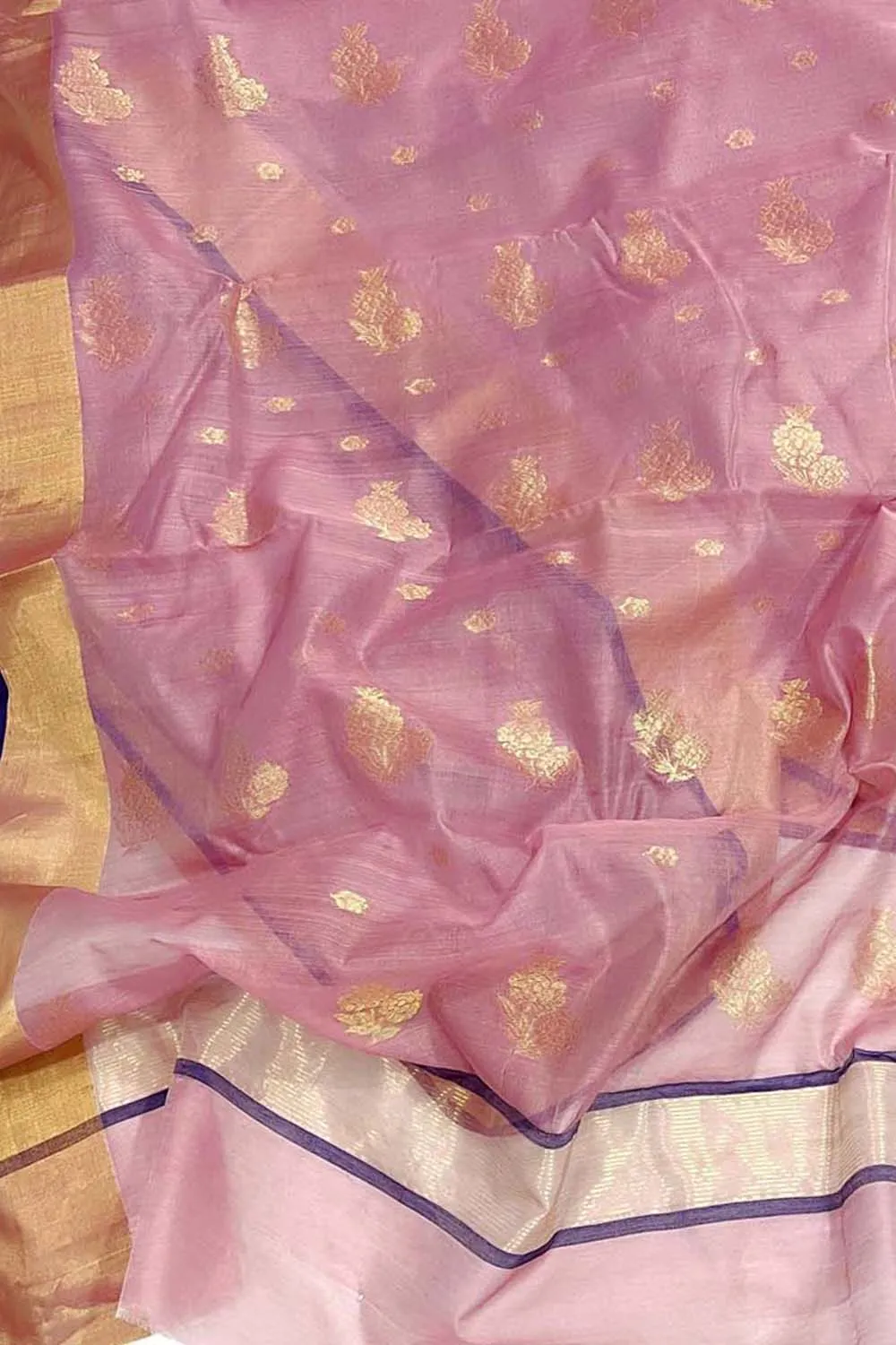 Stunning Pink Chanderi Silk Cotton Saree