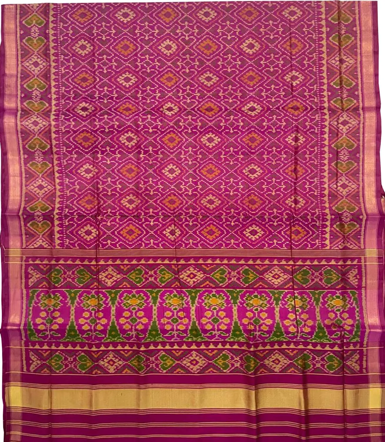 Stunning Pink Handloom Patola Single Ikat Saree - Traditional Elegance