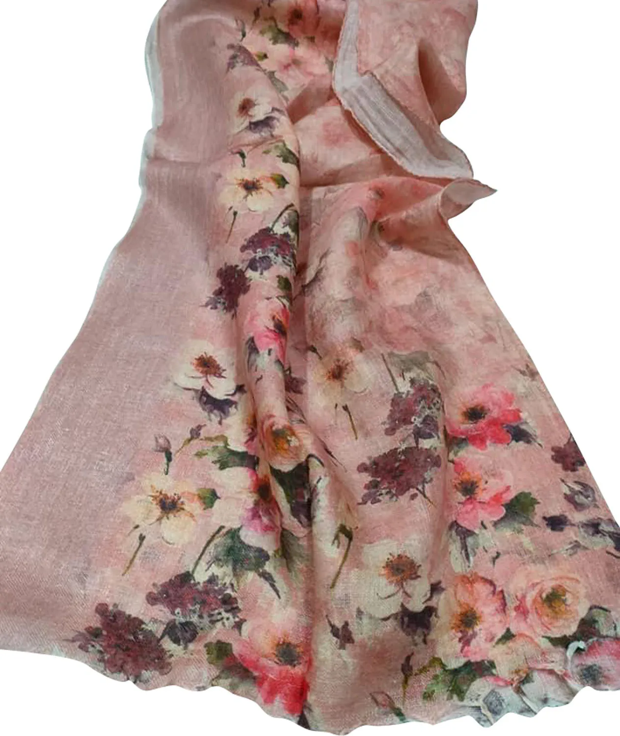 Stunning Pink Linen Dupatta with Digital Print