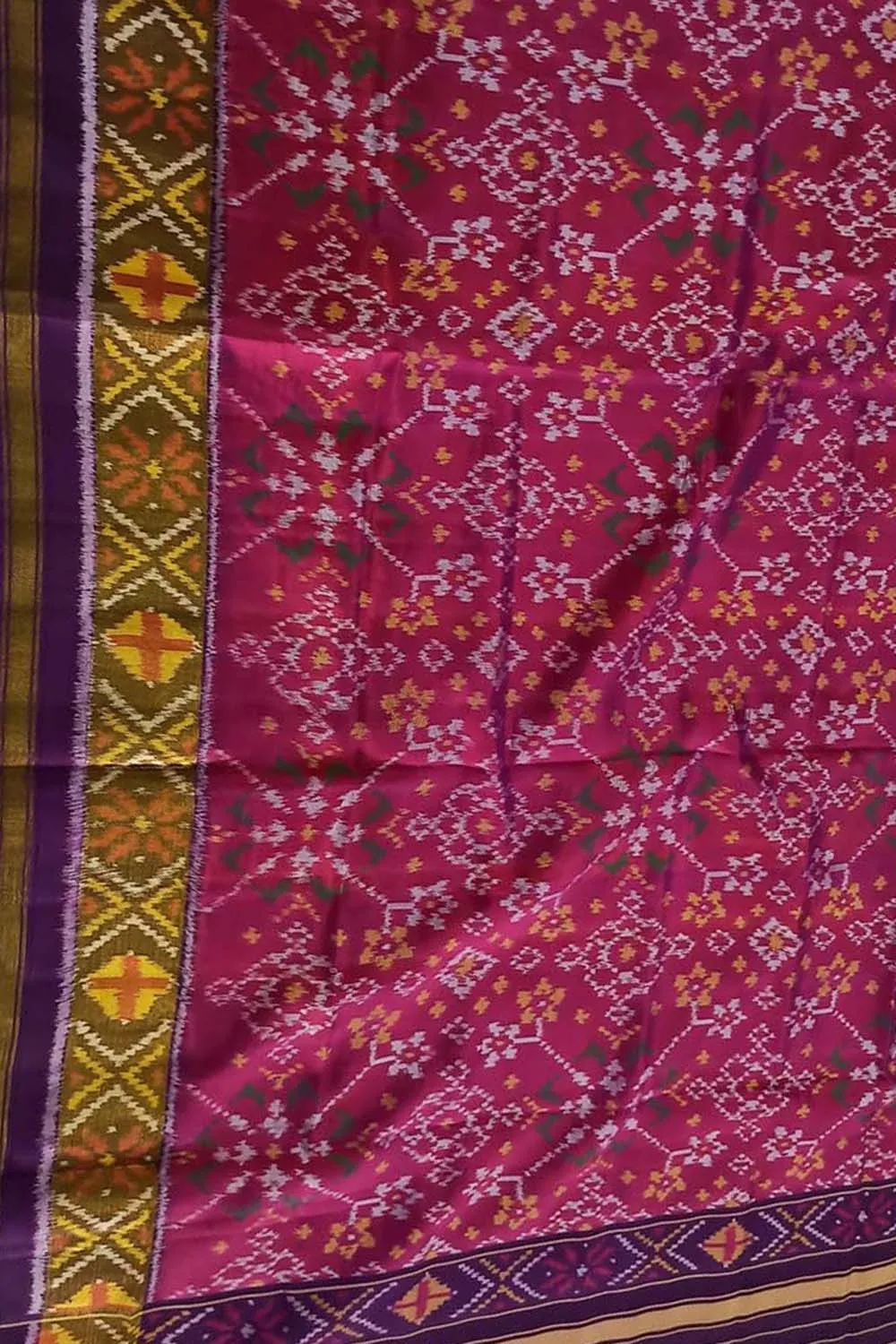 Stunning Pink Patola Handloom Ikat Silk Dupatta