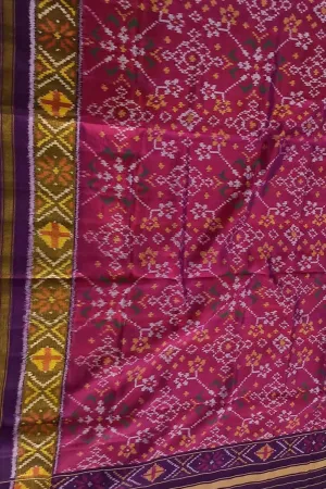 Stunning Pink Patola Handloom Ikat Silk Dupatta