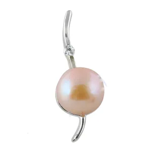 Stunning Pink Pearl & Cubic Zirconia Silver Pendant - Elegant Jewelry