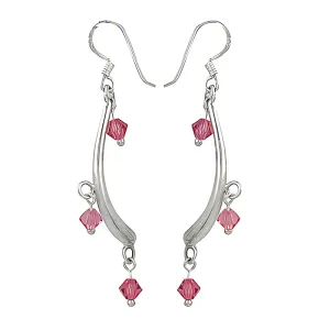 Stunning Pretty Pink Cubic Zirconia Gemstone Silver Earrings