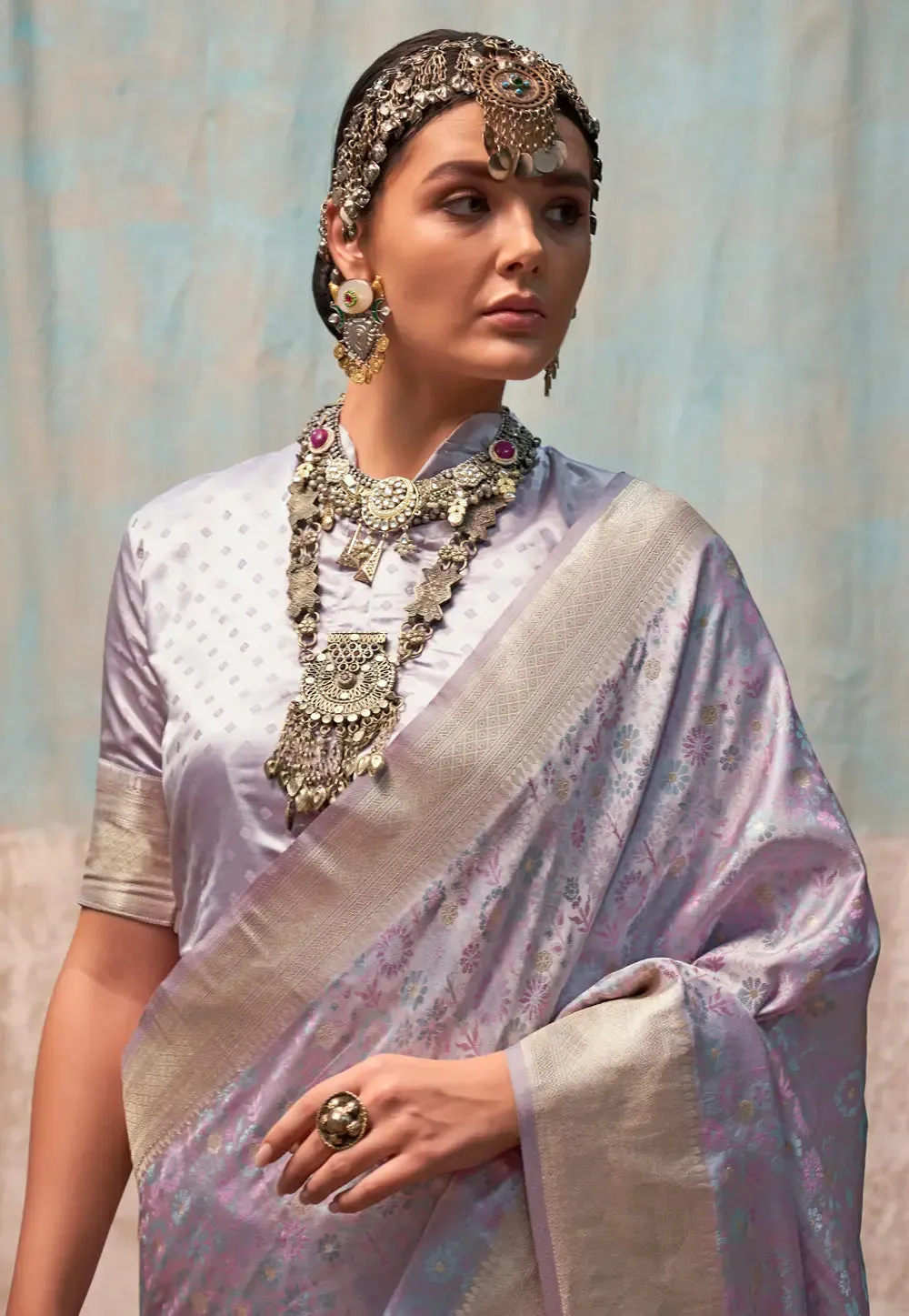 Stunning Pure Satin Silk Handloom Weaved Saree