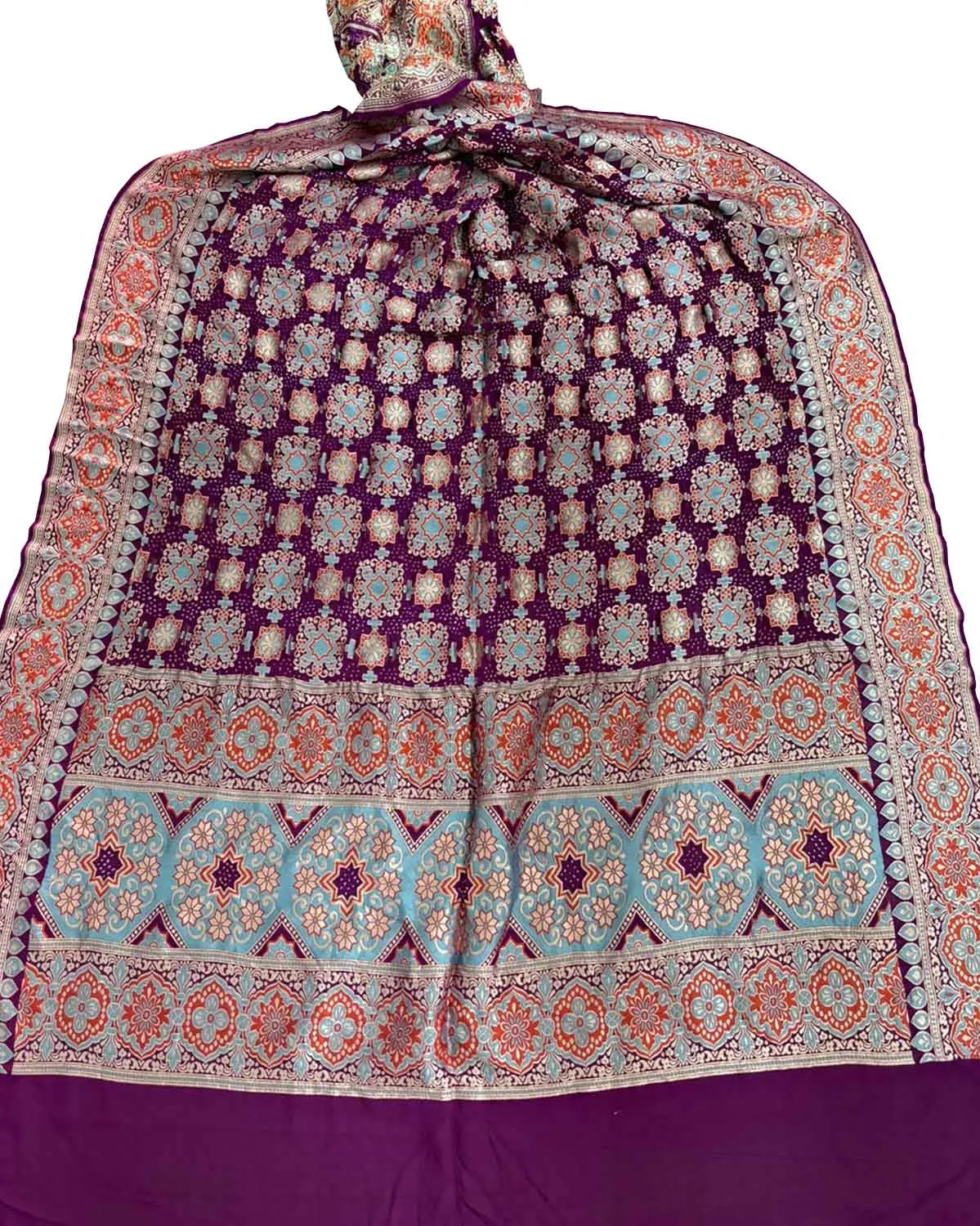 Stunning Purple Banarasi Bandhani Georgette Dupatta