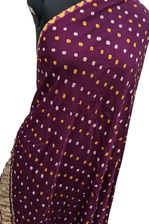 Stunning Purple Bandhani Modal Silk Dupatta