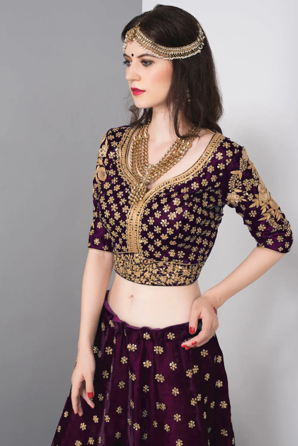 Stunning Purple Colored Party Wear Embroidered Lehenga Choli