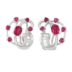 Stunning Red Cubic Zirconia Gemstone Silver Earrings - Shop Now