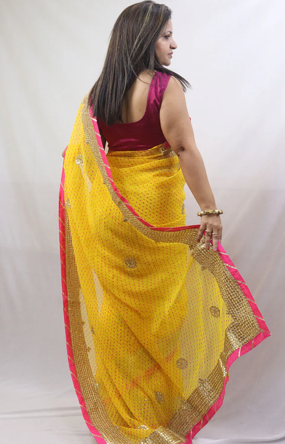 Stunning Yellow Gota Patti Georgette Saree for Elegant Occasions