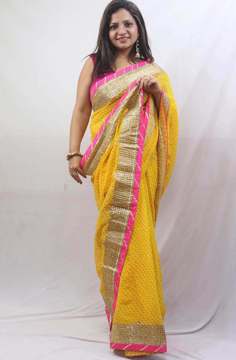 Stunning Yellow Gota Patti Georgette Saree for Elegant Occasions