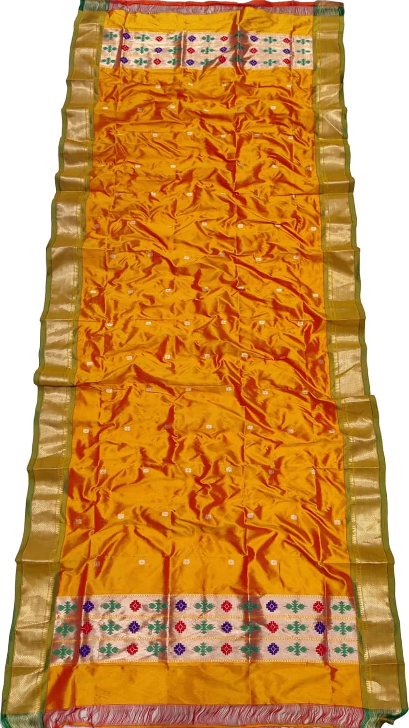 Stunning Yellow Paithani Silk Dupatta - Pure Elegance!