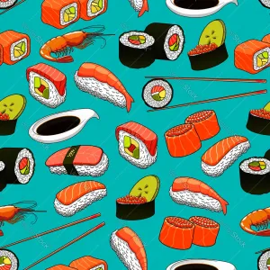 Sushi Bright Colors Pattern