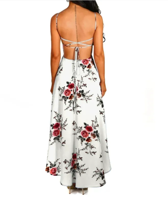 TastyHottie - Stunning Backless Flower Cami Dress