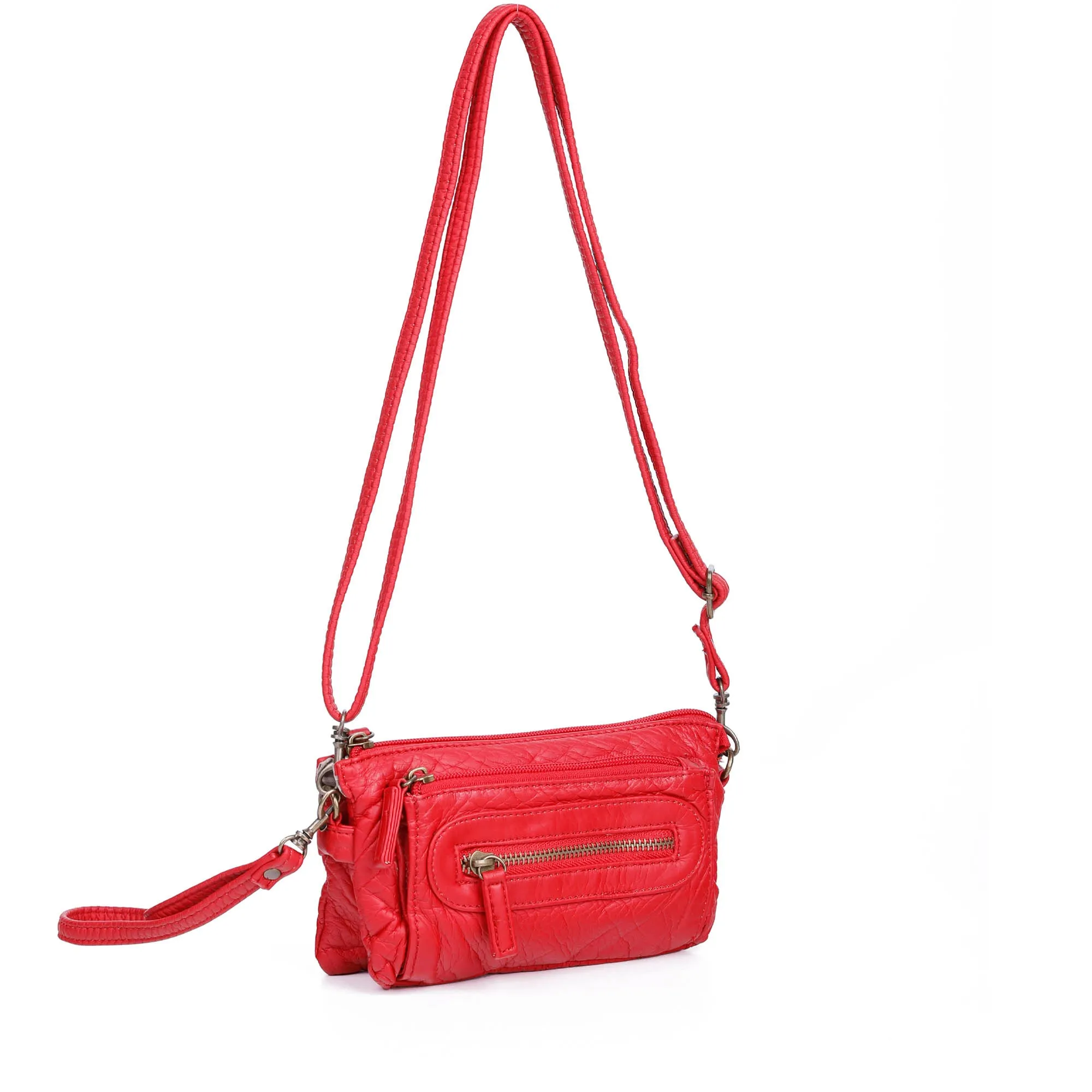 The Anita Three Way Crossbody Wristlet - Red