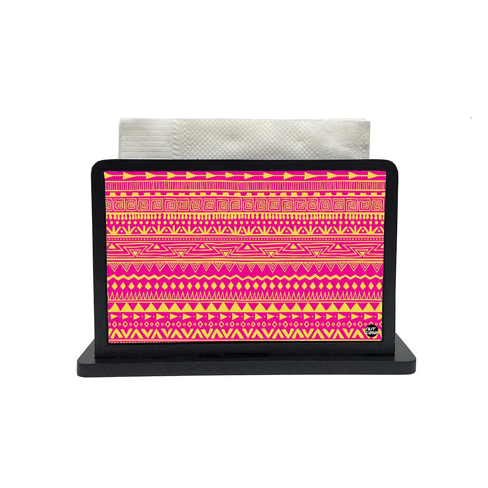 Tissue Holder Paper Napkin Stand - Pink Aztec Pattern