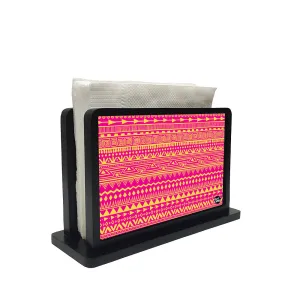 Tissue Holder Paper Napkin Stand - Pink Aztec Pattern