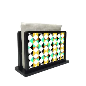 Tissue Holder Paper Napkin Stand - Yellow And Green Diamonds