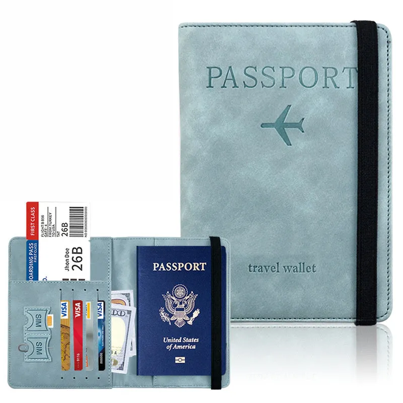 Unisex Leather RFID Blocking Passport Travel Wallet Holder ID Card Cover Case