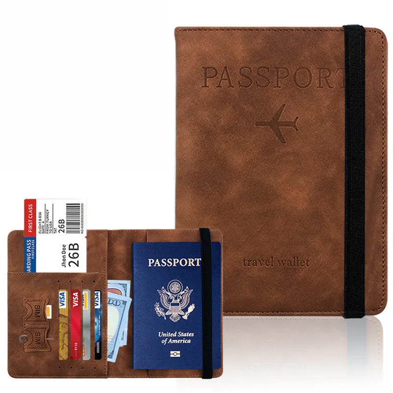 Unisex Leather RFID Blocking Passport Travel Wallet Holder ID Card Cover Case