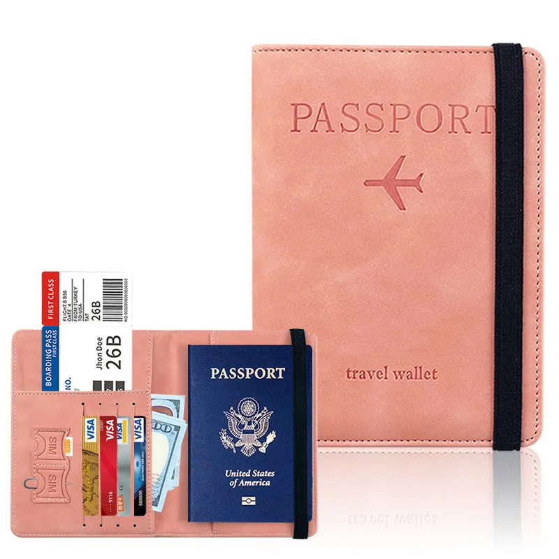 Unisex Leather RFID Blocking Passport Travel Wallet Holder ID Card Cover Case