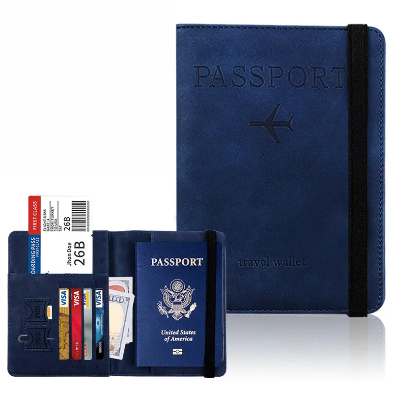 Unisex Leather RFID Blocking Passport Travel Wallet Holder ID Card Cover Case