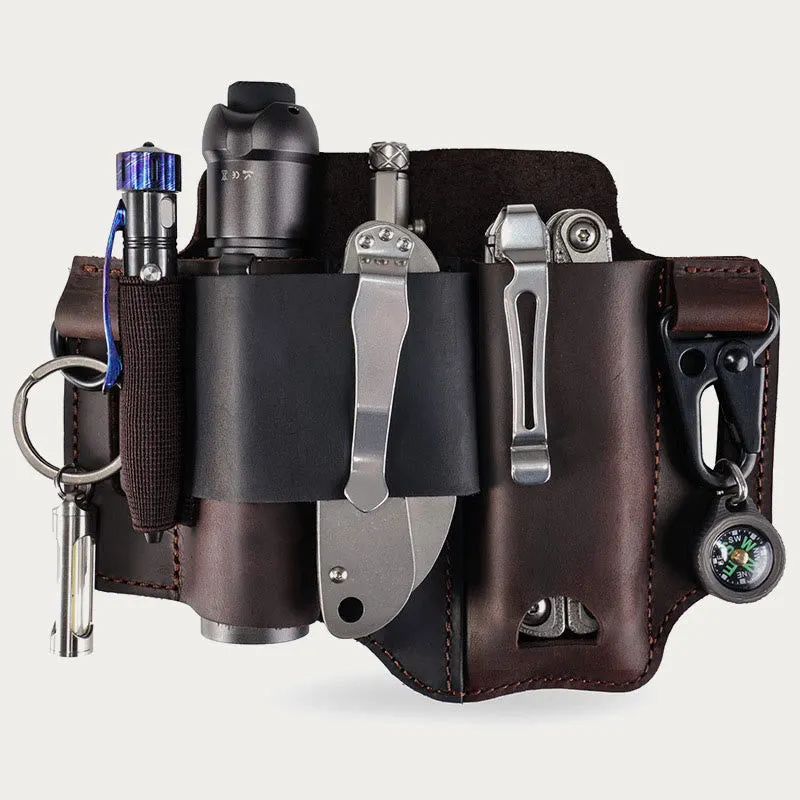 Utility Edc Outdoor Leather Multi Tool Sheath Use Extra Belt Loop Tool Bag