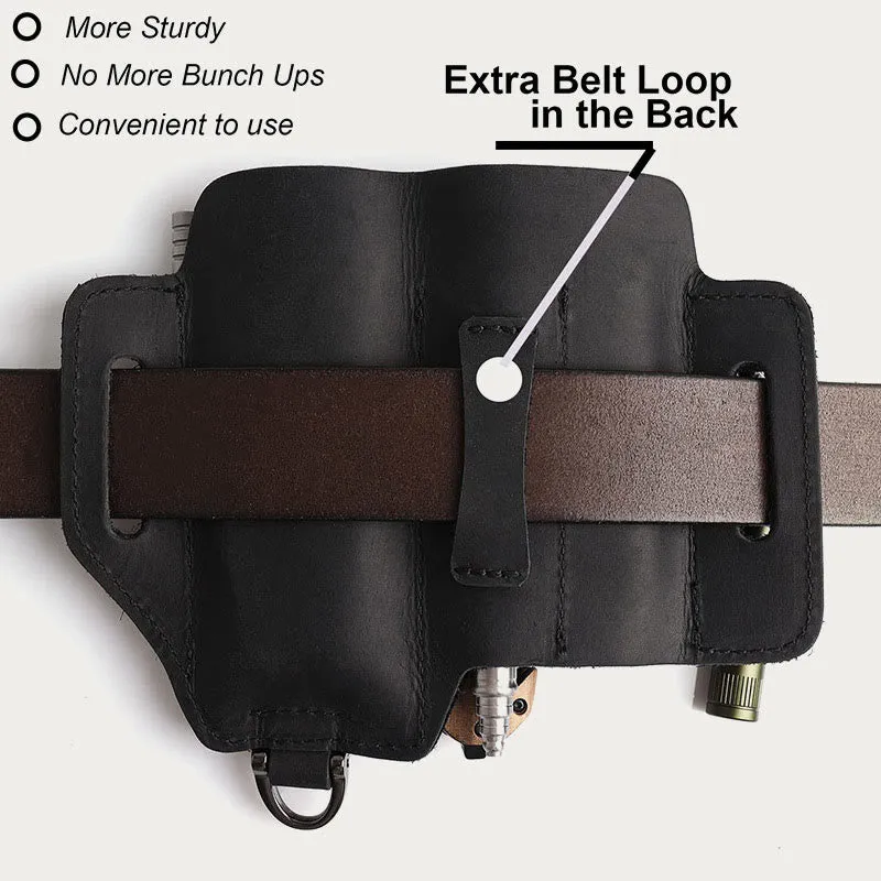 Utility Edc Outdoor Leather Multi Tool Sheath Use Extra Belt Loop Tool Bag