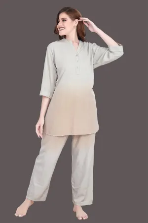 Velure Stunning Dual Shade Kurti Style Night Suit