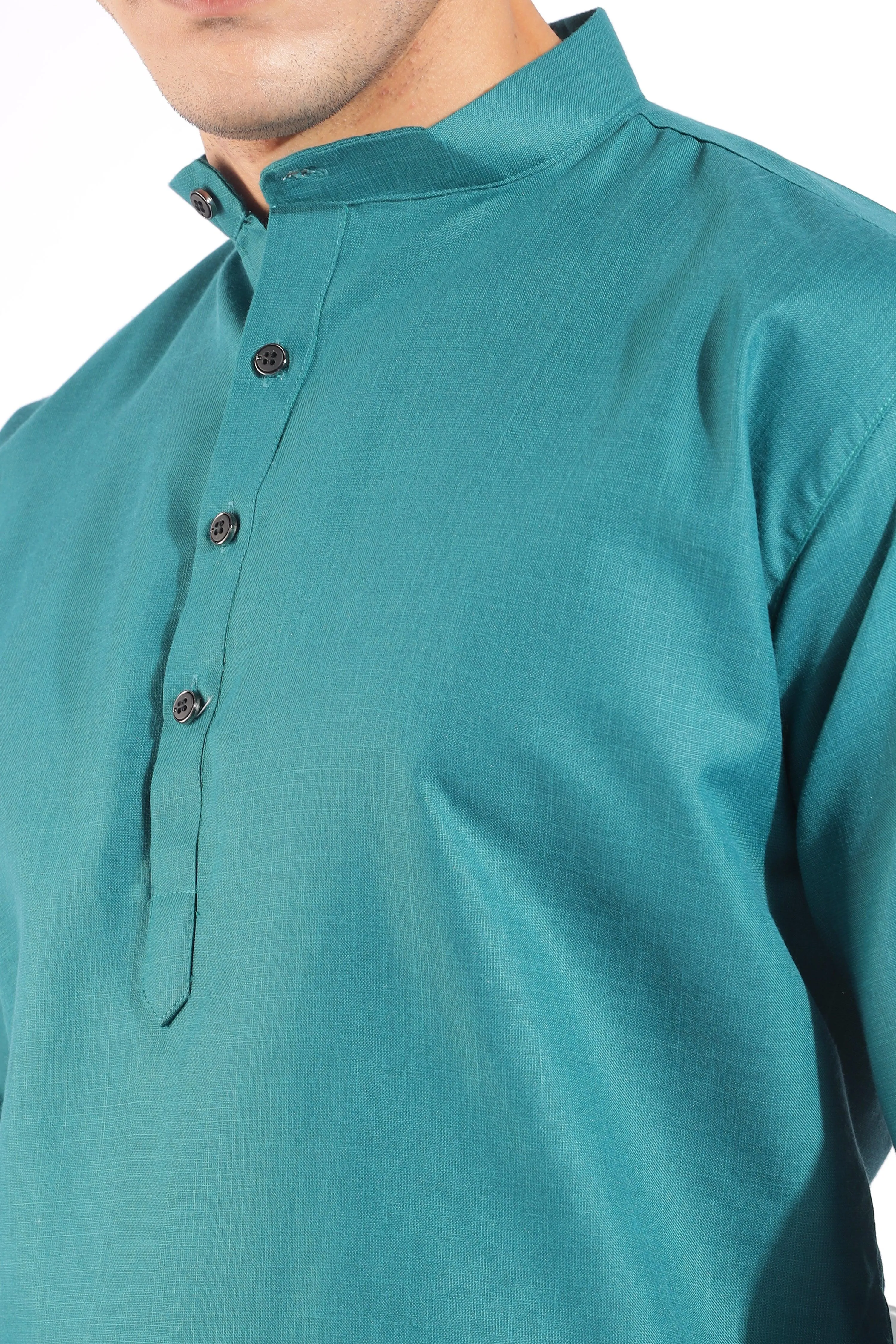 Vibrant Green Plain Cotton Kurta