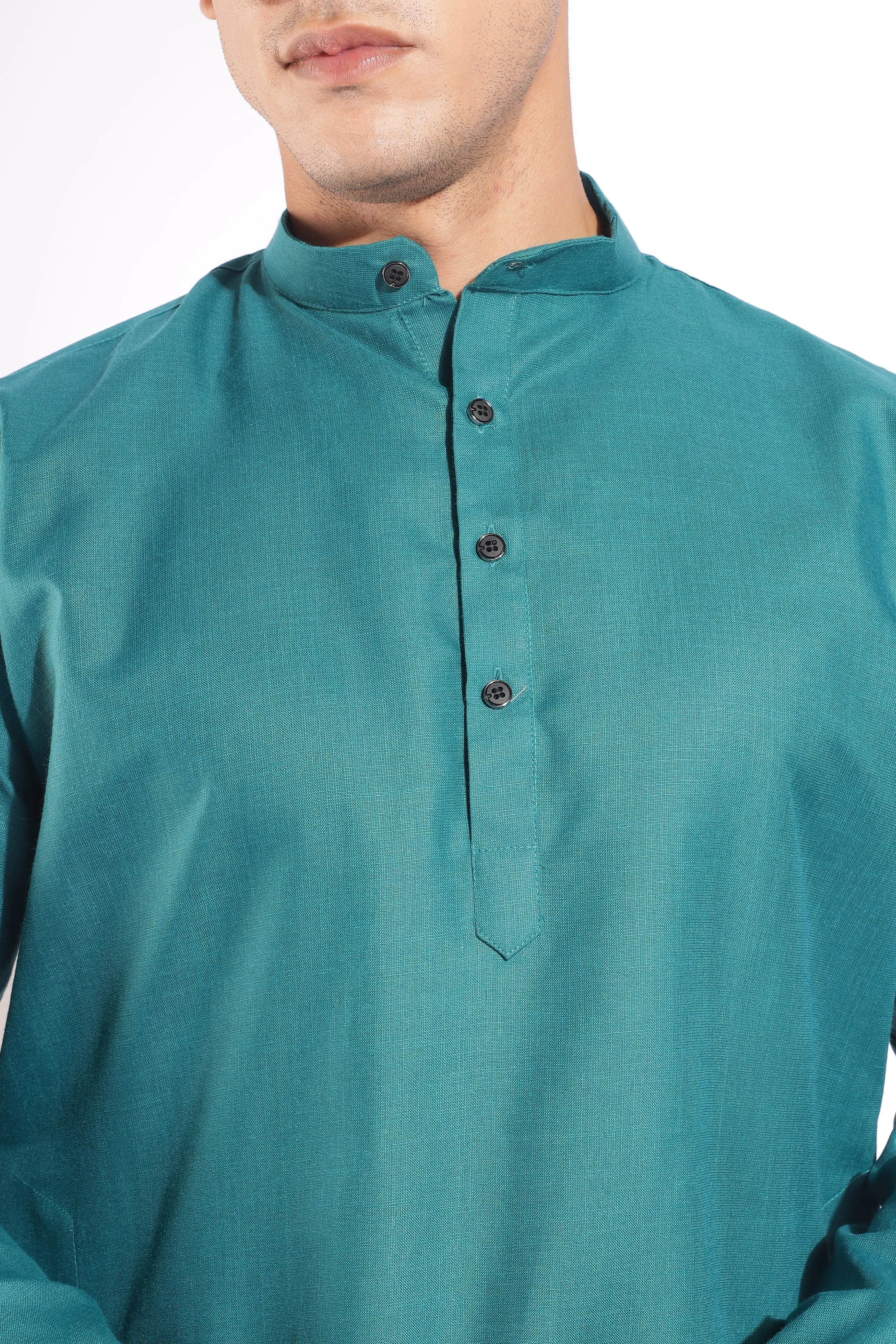 Vibrant Green Plain Cotton Kurta