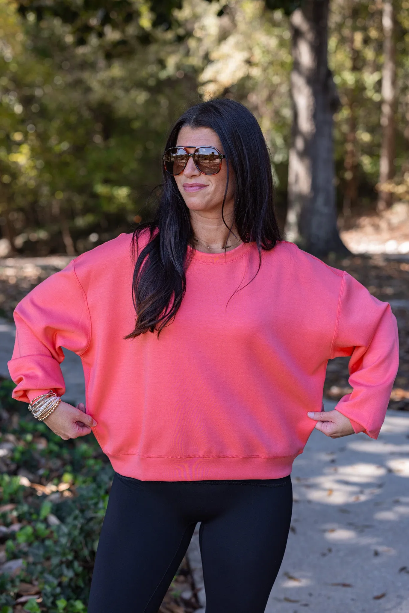 Vibrant Scuba Knit Coral Sweatshirt