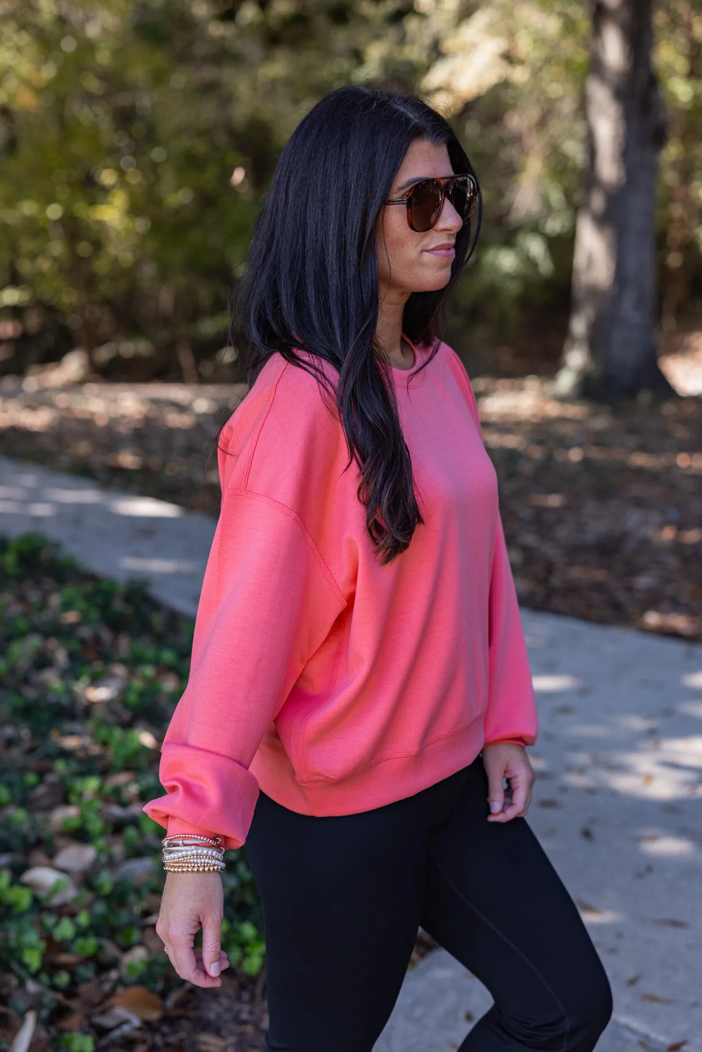 Vibrant Scuba Knit Coral Sweatshirt