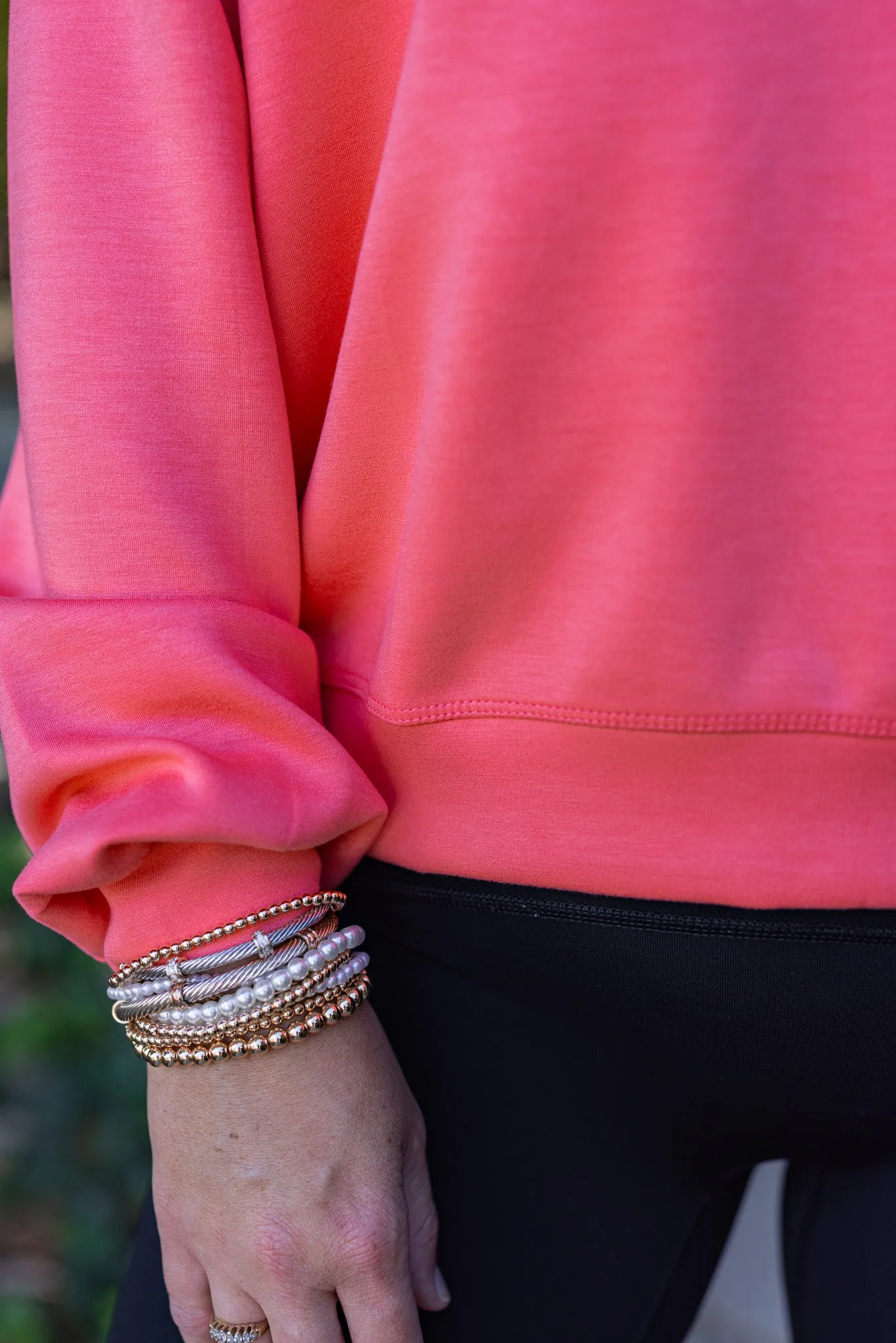 Vibrant Scuba Knit Coral Sweatshirt