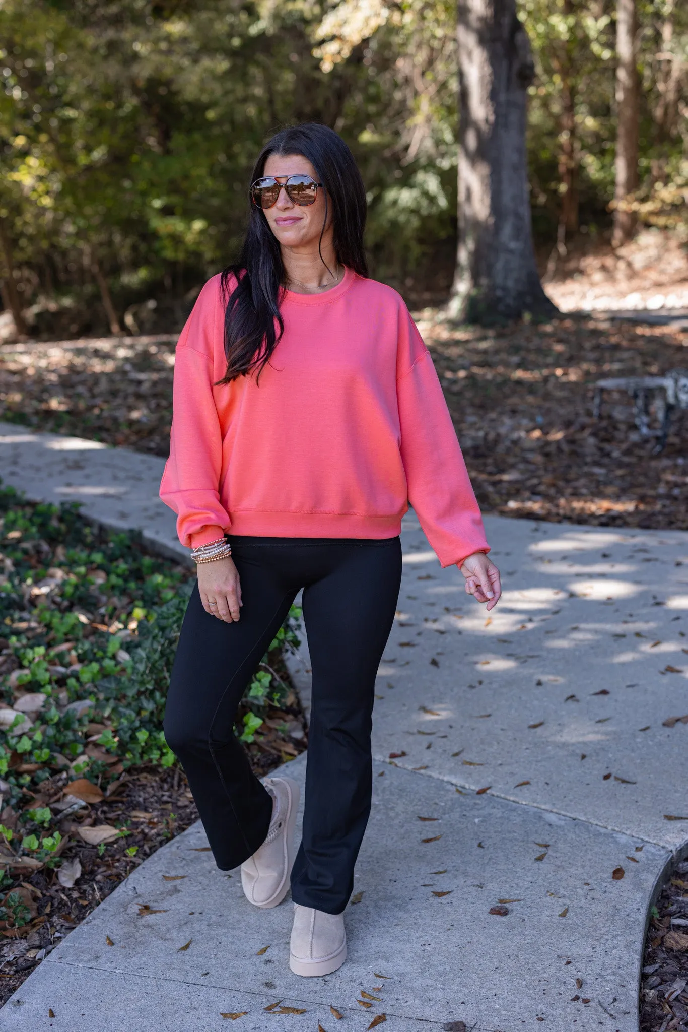 Vibrant Scuba Knit Coral Sweatshirt