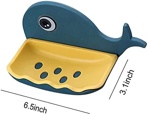 Wall Mounted Plastic Soap Dish Holder, Fish Design Multicolour