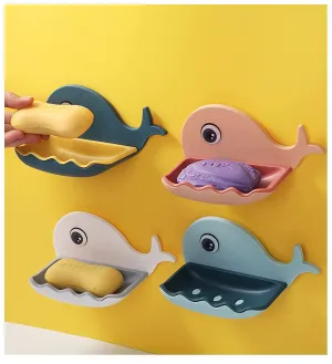 Wall Mounted Plastic Soap Dish Holder, Fish Design Multicolour