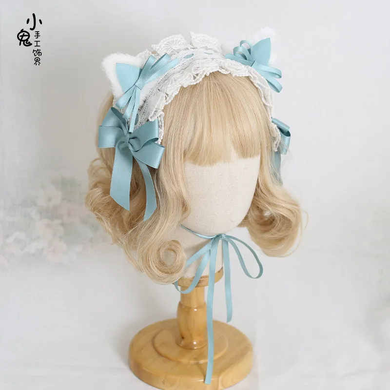 White Cat Ear Rectangle Headdress