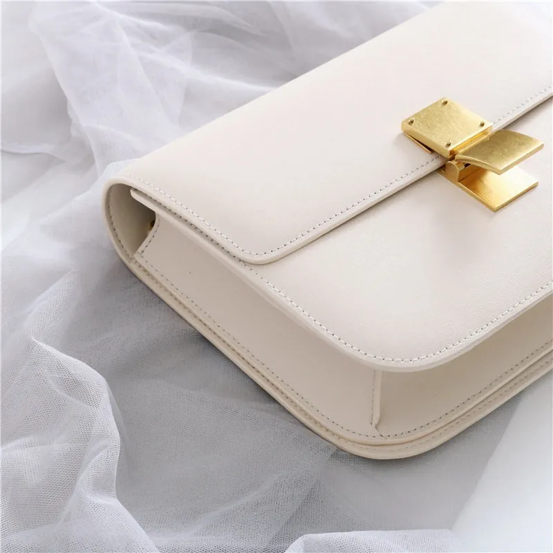 Womens Calfskin Leather Box Bag