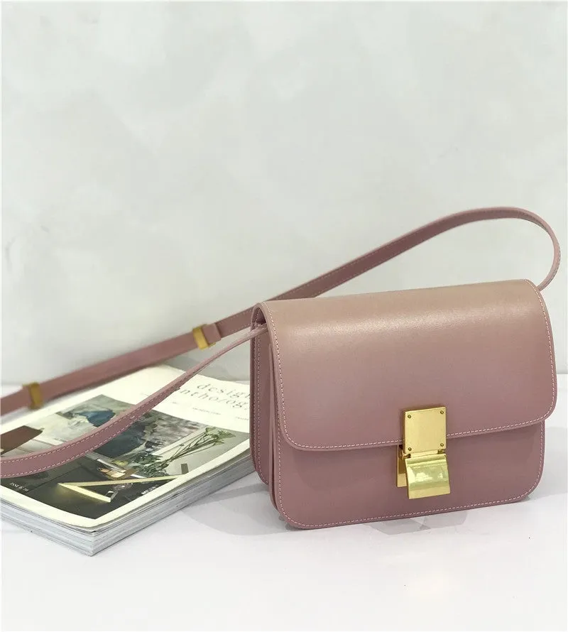 Womens Calfskin Leather Box Bag