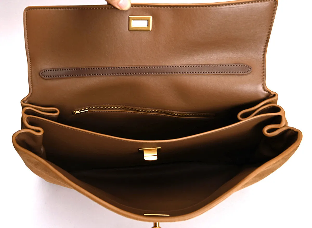 Womens Suede Leather Top Handle Underarm Shoulder Bag