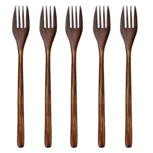 Wooden Forks, 5 Pieces Eco-Friendly Dinner Fork