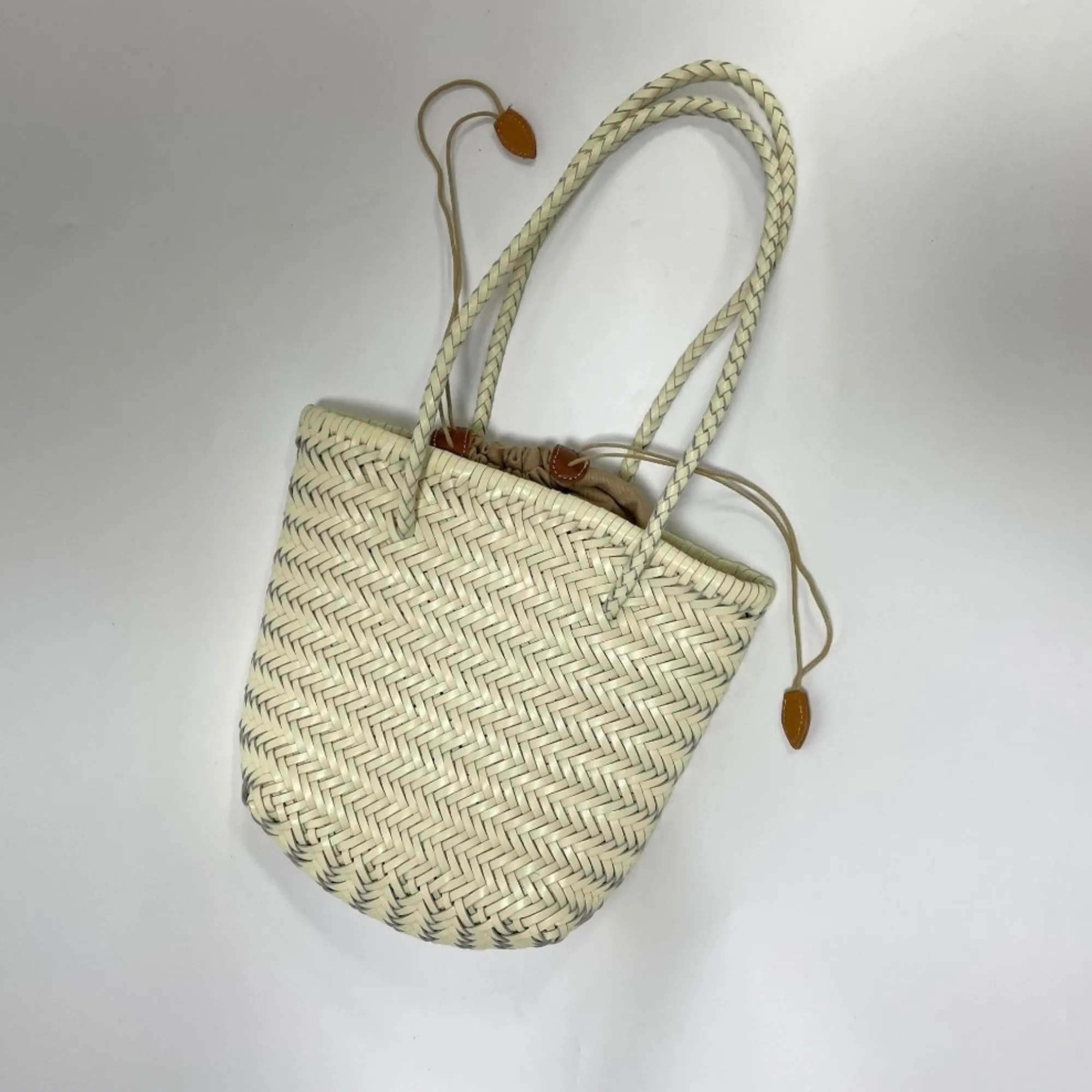 Woven Bucket Bag in Leather