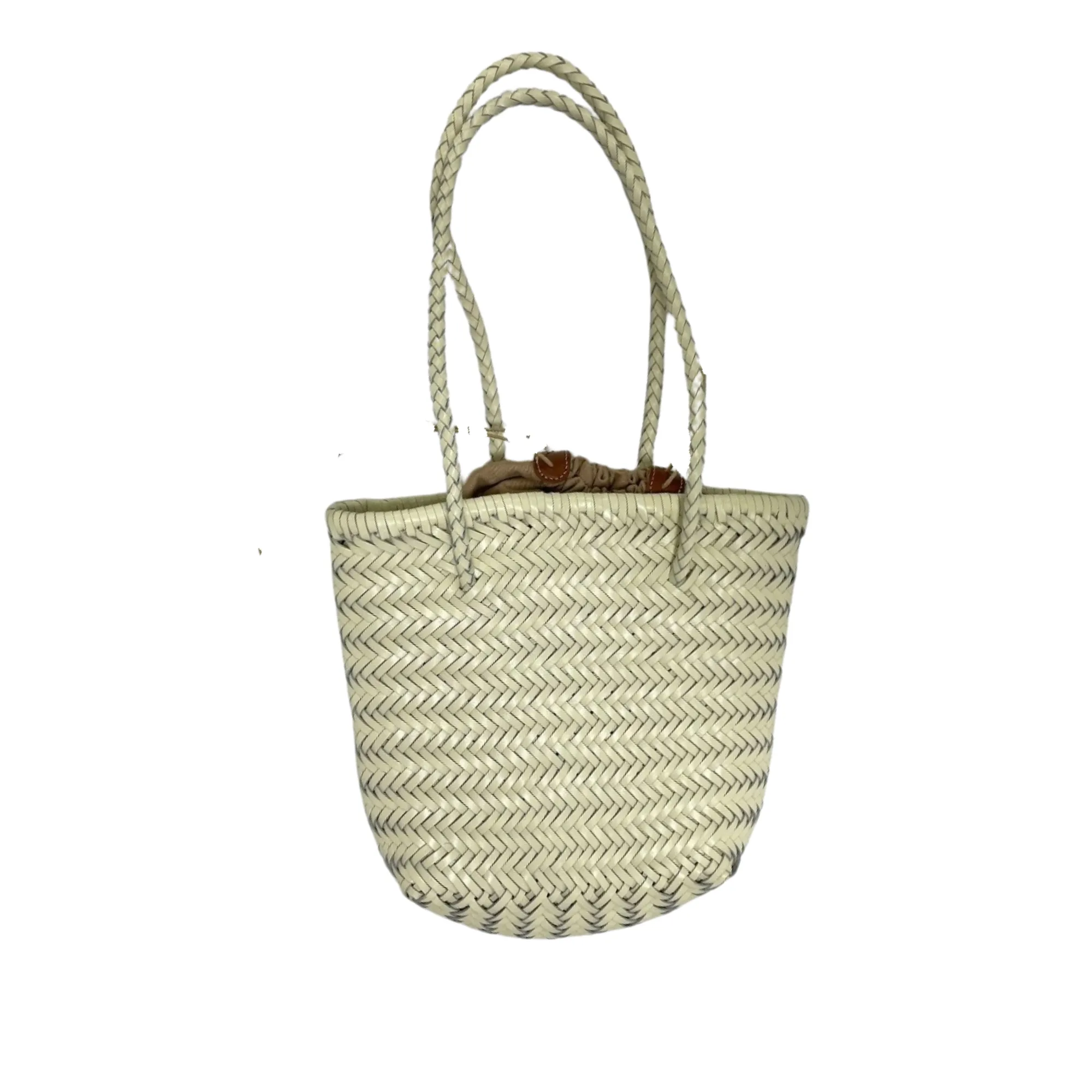 Woven Bucket Bag in Leather