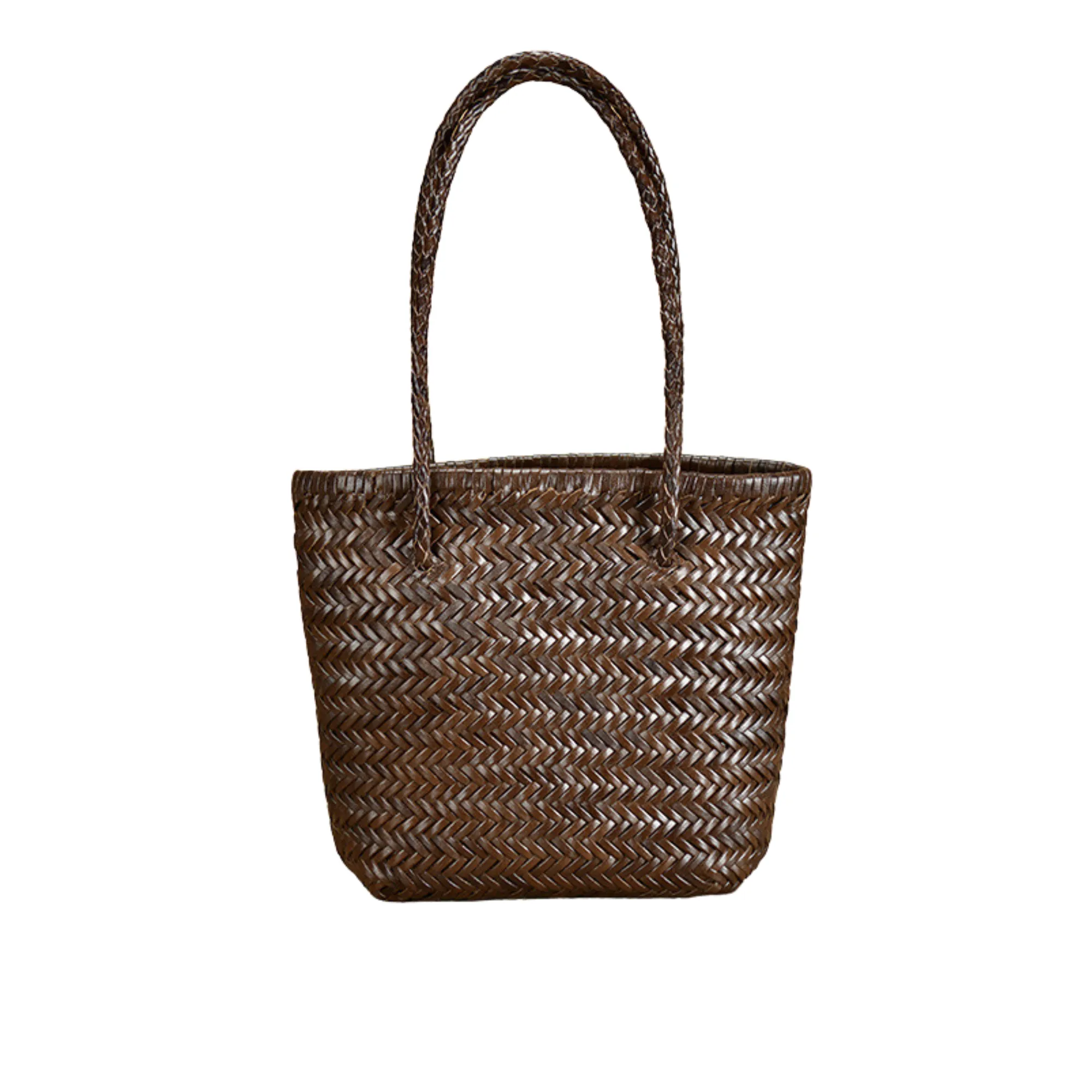 Woven Bucket Bag in Leather