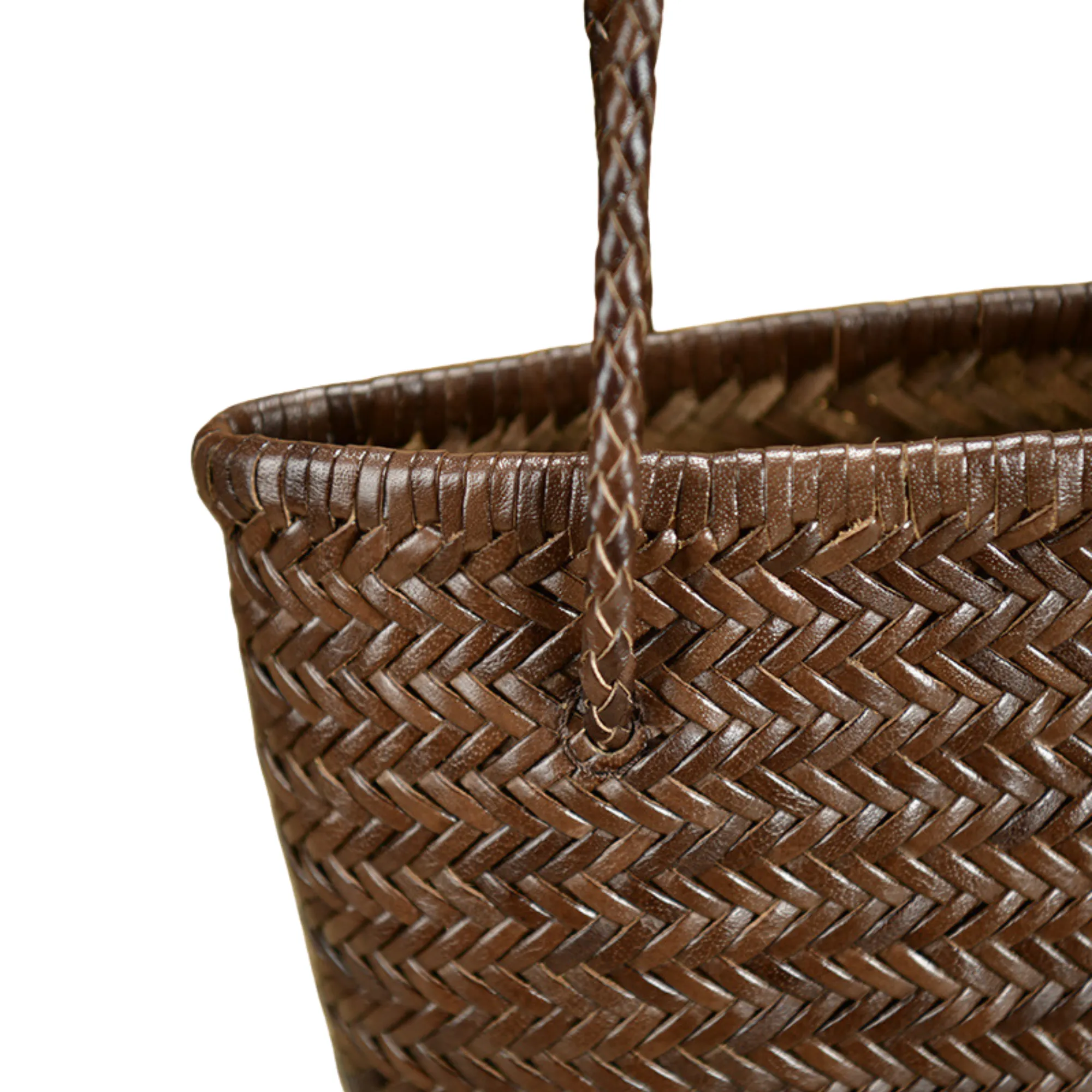 Woven Bucket Bag in Leather