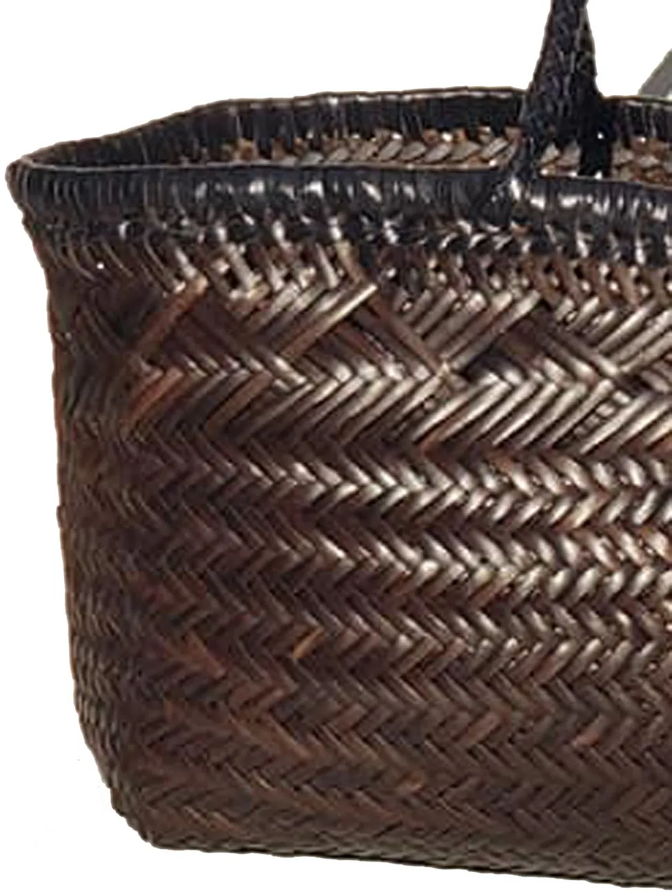 Woven Leather Basket Tote Bag