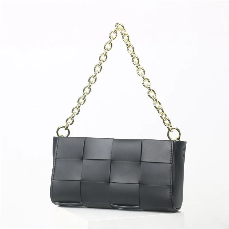 Woven Leather Cross Body Underarm Shoulder Bag