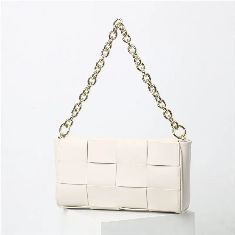 Woven Leather Cross Body Underarm Shoulder Bag