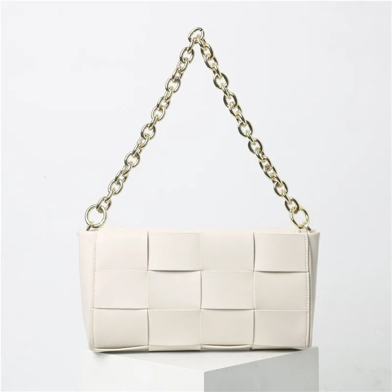 Woven Leather Cross Body Underarm Shoulder Bag