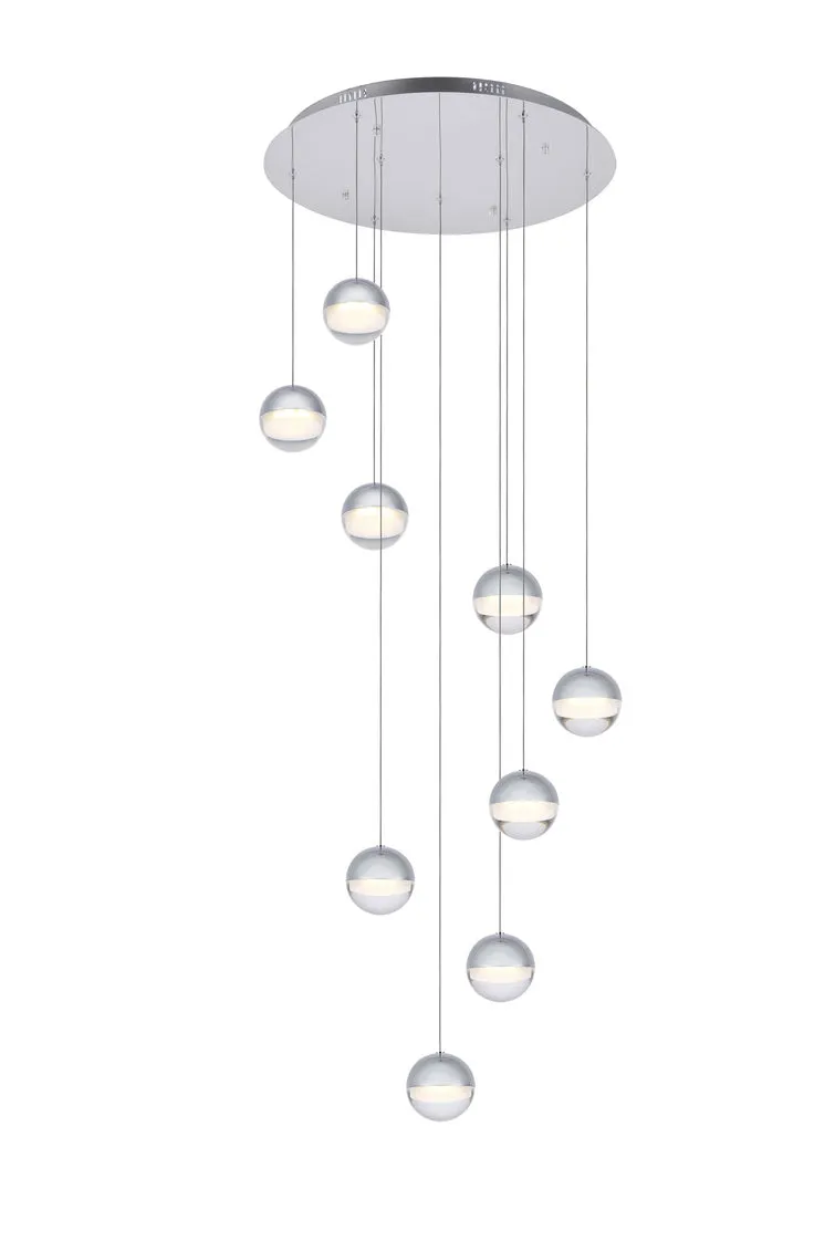 ZC121-3909D24C - Regency Lighting: Diego Collection LED 9-light chandelier 24in x 4in chrome finish